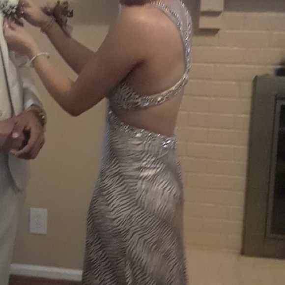Zebra champagne prom dress - Picture 2 of 4